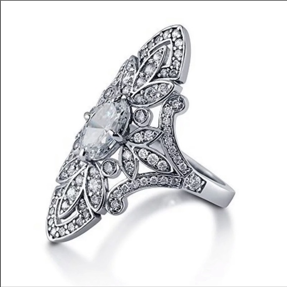 New Luxury 925 Sterling Silver Diamond Lovely Ring - Picture 2 of 5